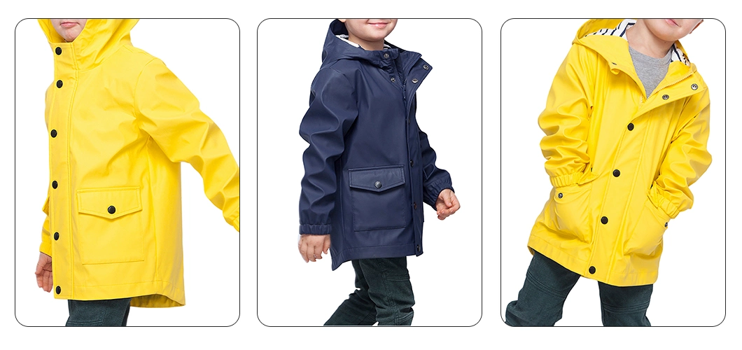 Kid PU Rain Jacket Sports Wear Children Outdoor Waterproof Jacket Raincoat Rainwear