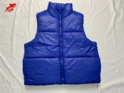 Asiapo China Factory - Prendas de abrigo recortadas de invierno para mujer, color azul, sin mangas, soporte cálido
