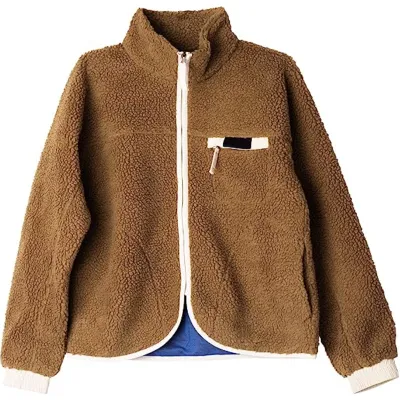 Materiales RPET Abrigos de invierno de manga larga para mujer Prendas de abrigo con bolsillos Chaqueta Sherpa de forro polar