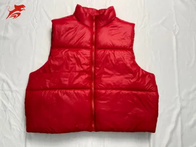 Asiapo China Factory - Prendas de abrigo recortadas de invierno para mujer, color rojo, sin mangas, soporte cálido