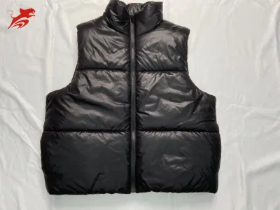 Asiapo China Factory - Prendas de abrigo recortadas de invierno para mujer, color negro, sin mangas, soporte cálido